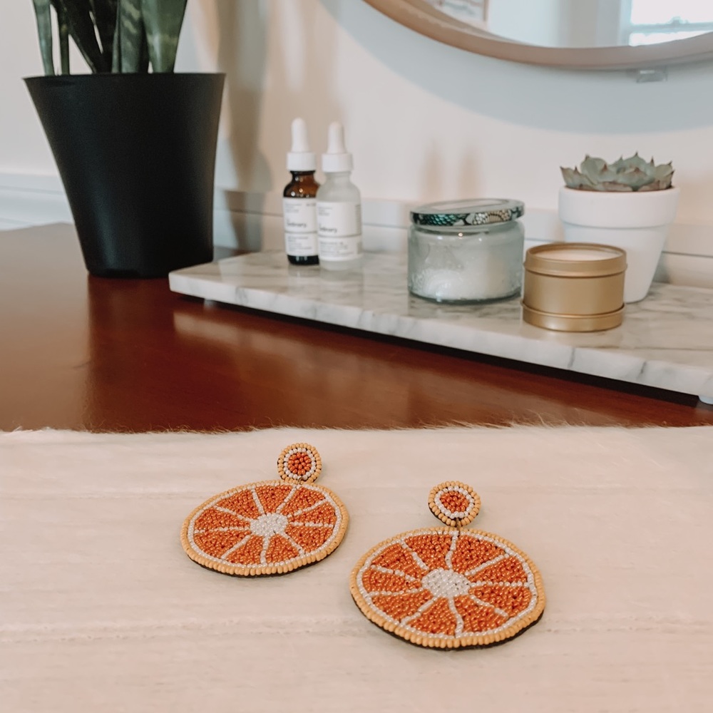 Beaded Orange Slice Earrings